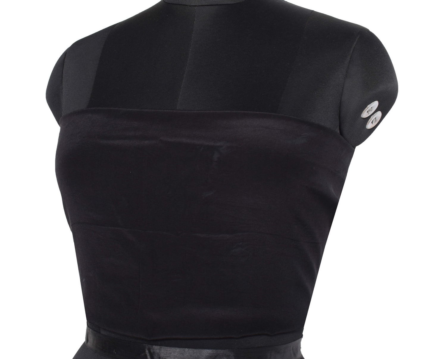 Sushila Vintage Pure Crepe Blouse Piece for Women Remnant Black Choli Top Fabric