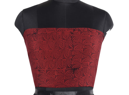 Sushila Vintage Pure Crepe Blouse Piece Remnant for Women Printed Maroon Fabric