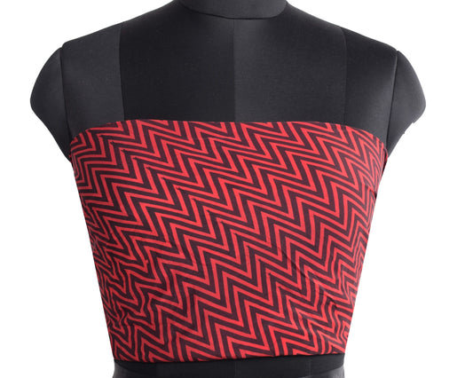 Sushila Vintage Pure Crepe Blouse Piece Material for Women Remnant Red Black