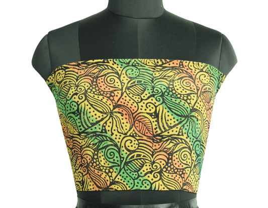 Sushila Vintage Pure Crepe Blouse Piece Remnant Material for Women Yellow Fabric