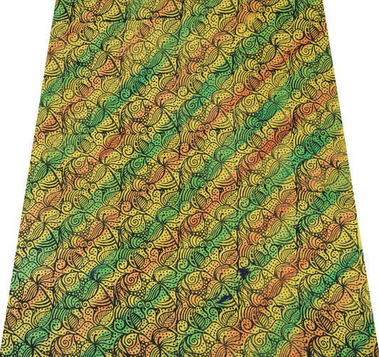 Sushila Vintage Pure Crepe Blouse Piece Remnant Material for Women Yellow Fabric