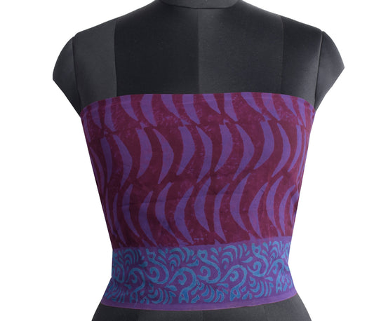 Sushila Vintage Pure Georgette Blouse Piece for Women Remnant Purple Top Fabric