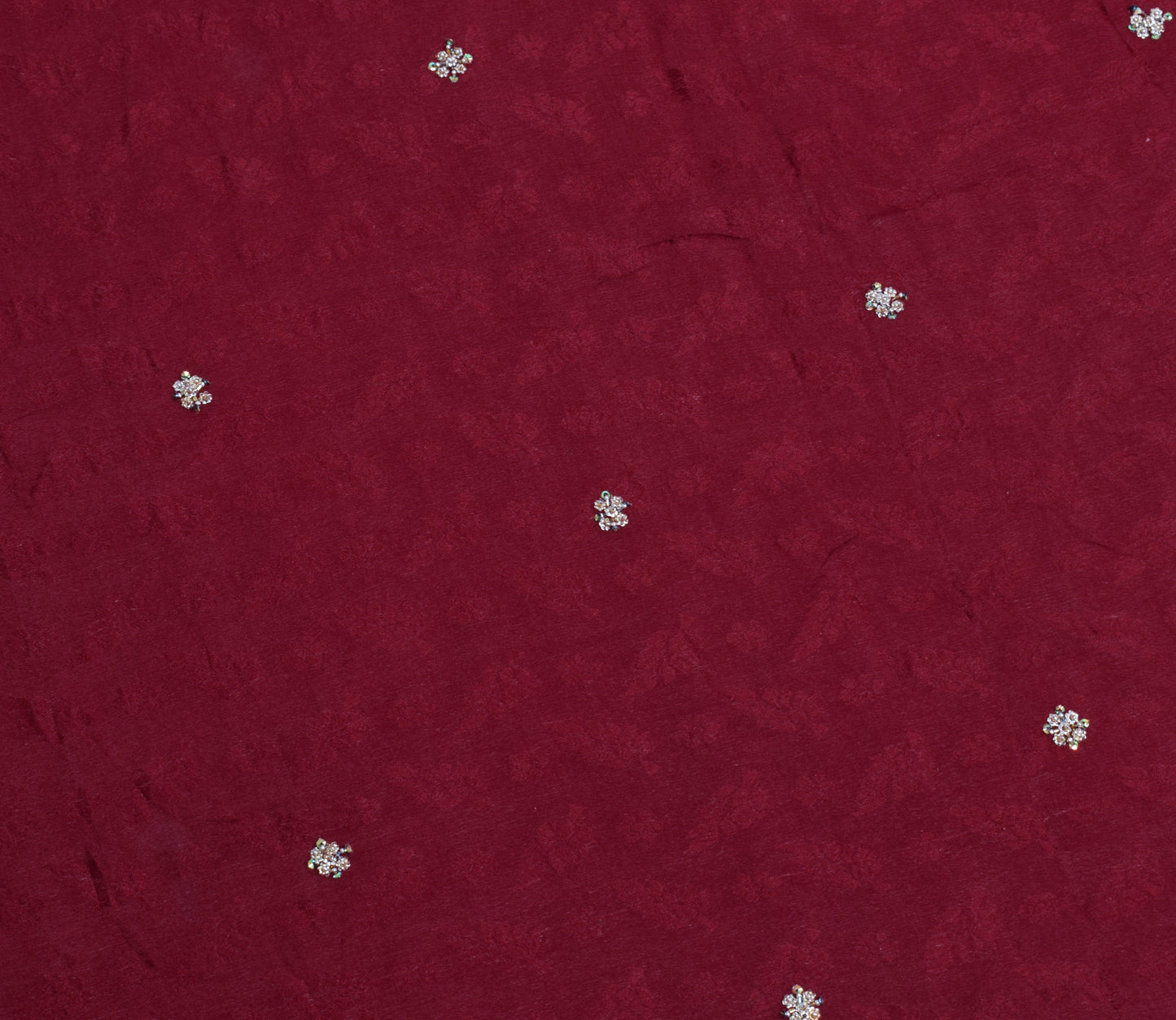 Sushila Vintage Maroon Dupatta 100% Pure Chiffon Silk Woven Floral Long Stole