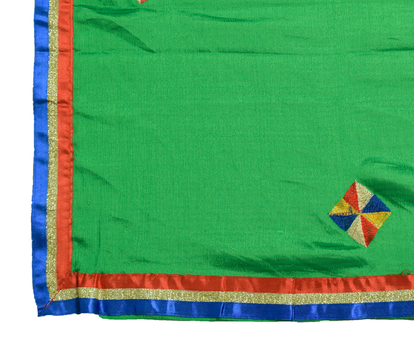 Sushila Vintage Green Dupatta Art Silk Geometrical Embroidered Long Stole Hijab