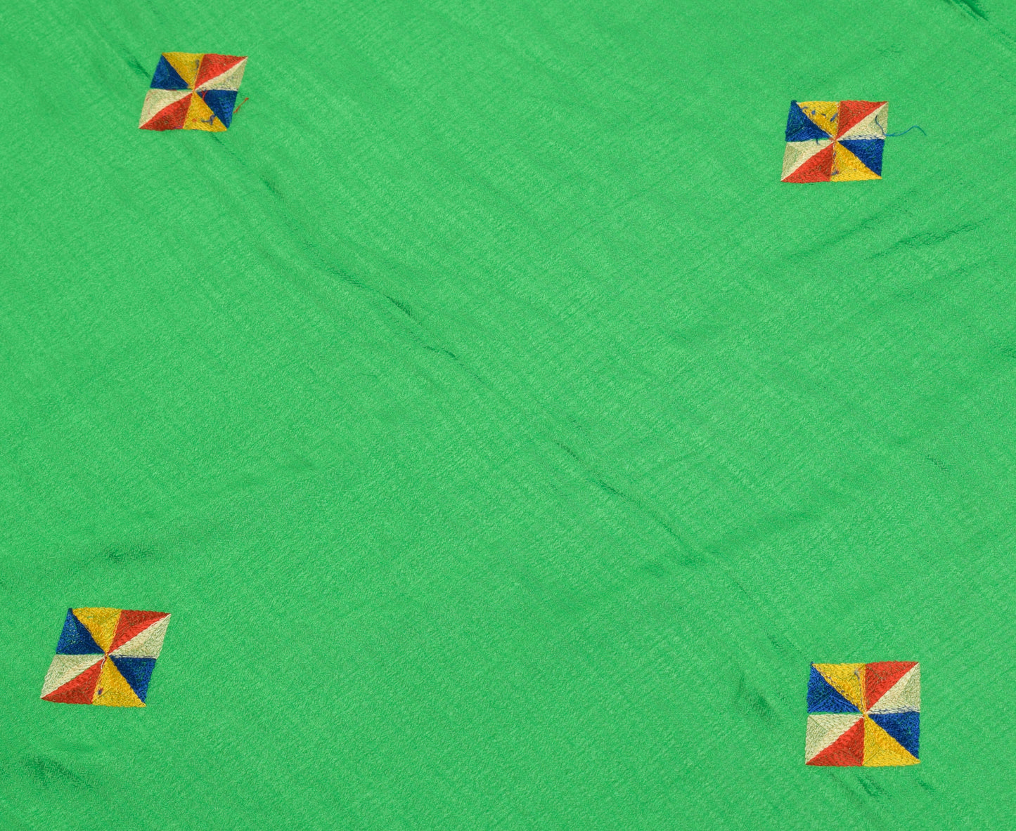 Sushila Vintage Green Dupatta Art Silk Geometrical Embroidered Long Stole Hijab