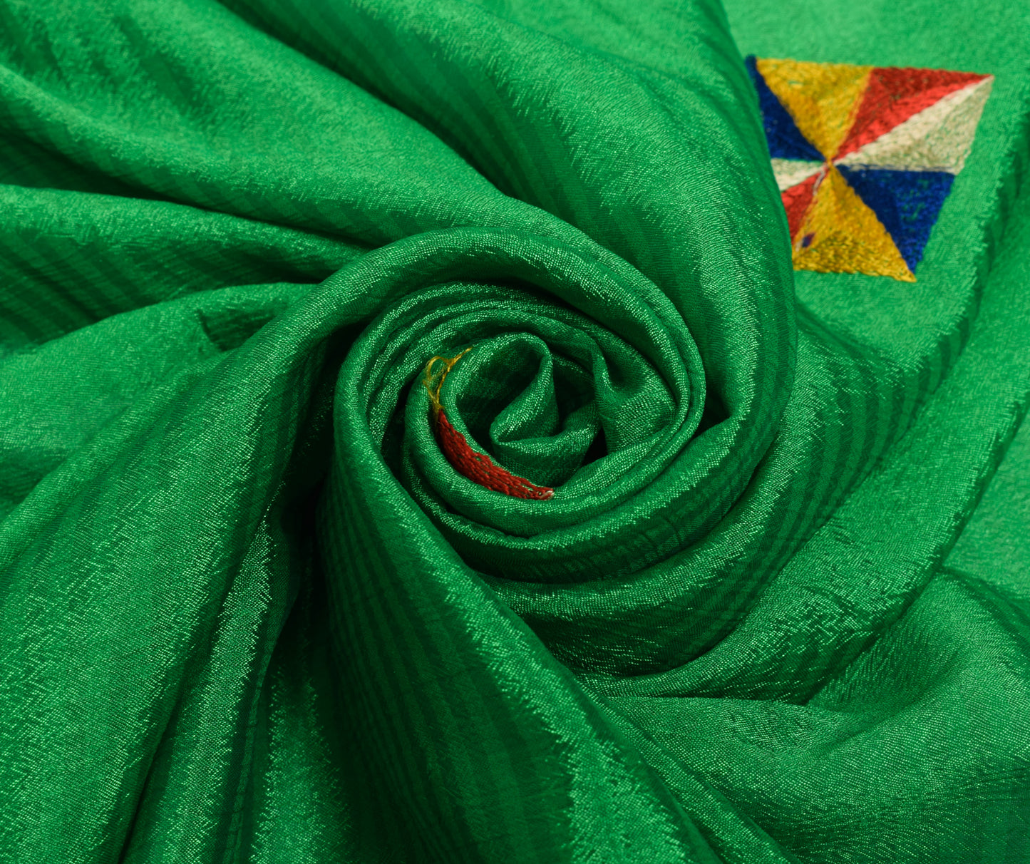 Sushila Vintage Green Dupatta Art Silk Geometrical Embroidered Long Stole Hijab