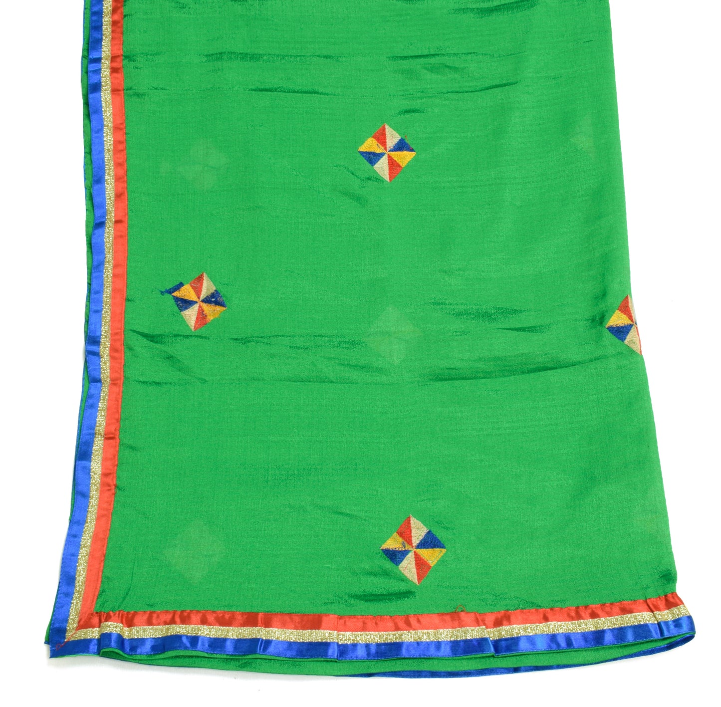 Sushila Vintage Green Dupatta Art Silk Geometrical Embroidered Long Stole Hijab