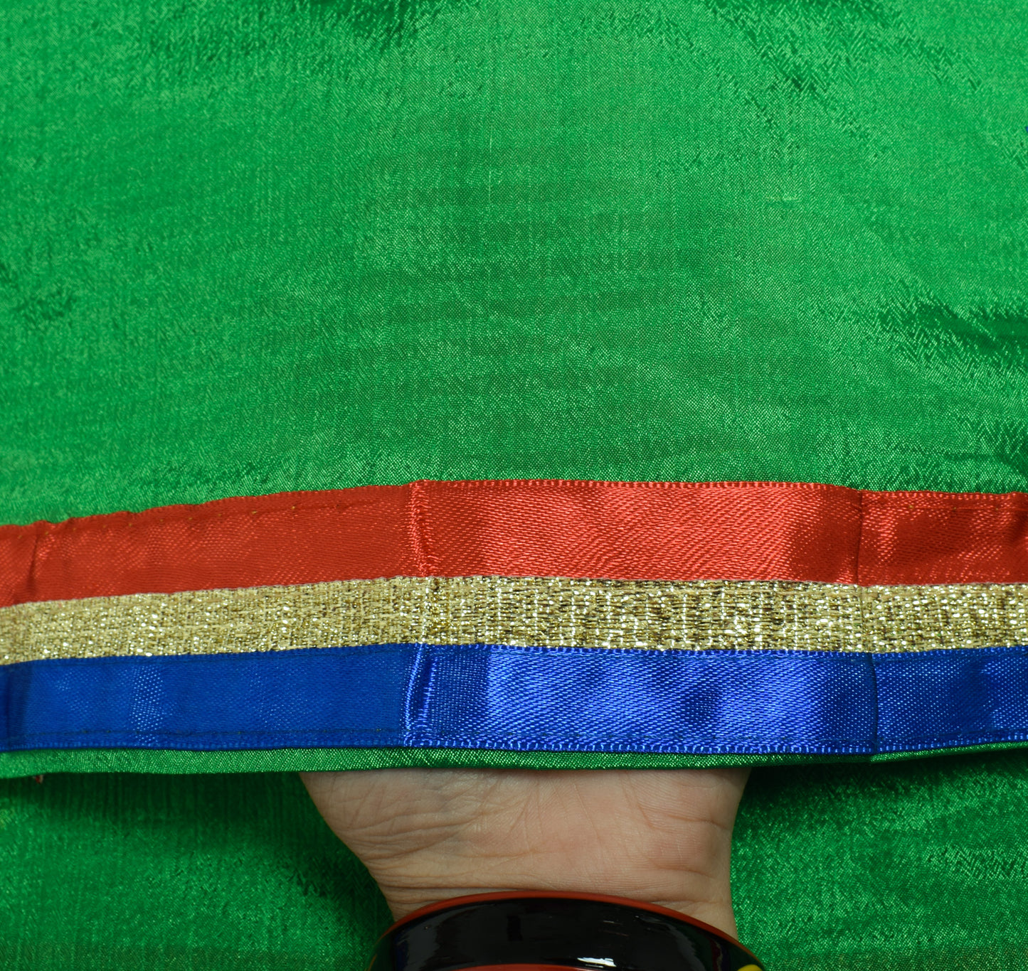 Sushila Vintage Green Dupatta Art Silk Geometrical Embroidered Long Stole Hijab