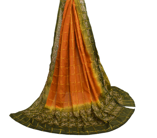 Sushila Vintage Rust Dupatta Blend Silk Checks Woven & Embroidered Long Stole
