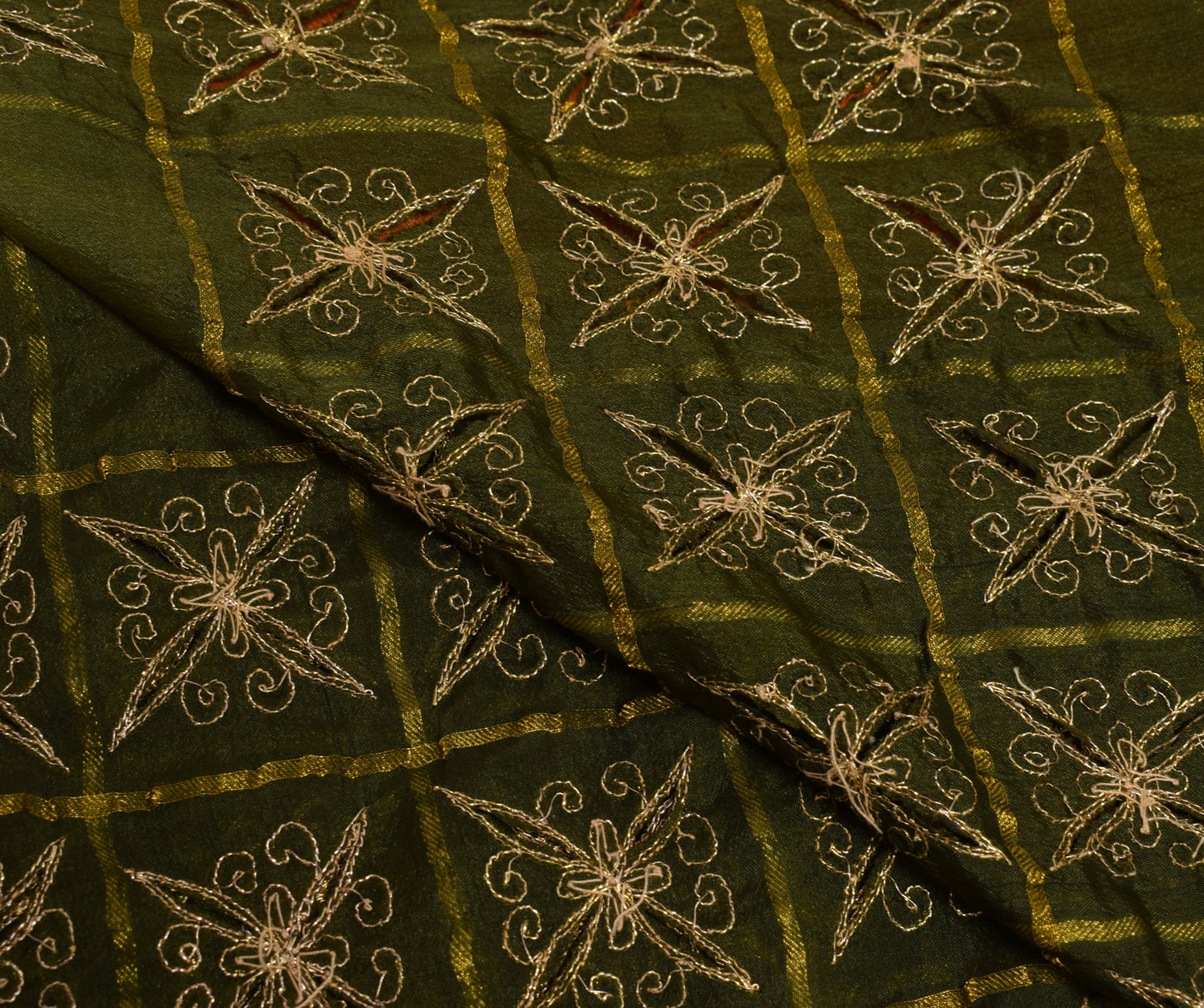 Sushila Vintage Rust Dupatta Blend Silk Checks Woven & Embroidered Long Stole