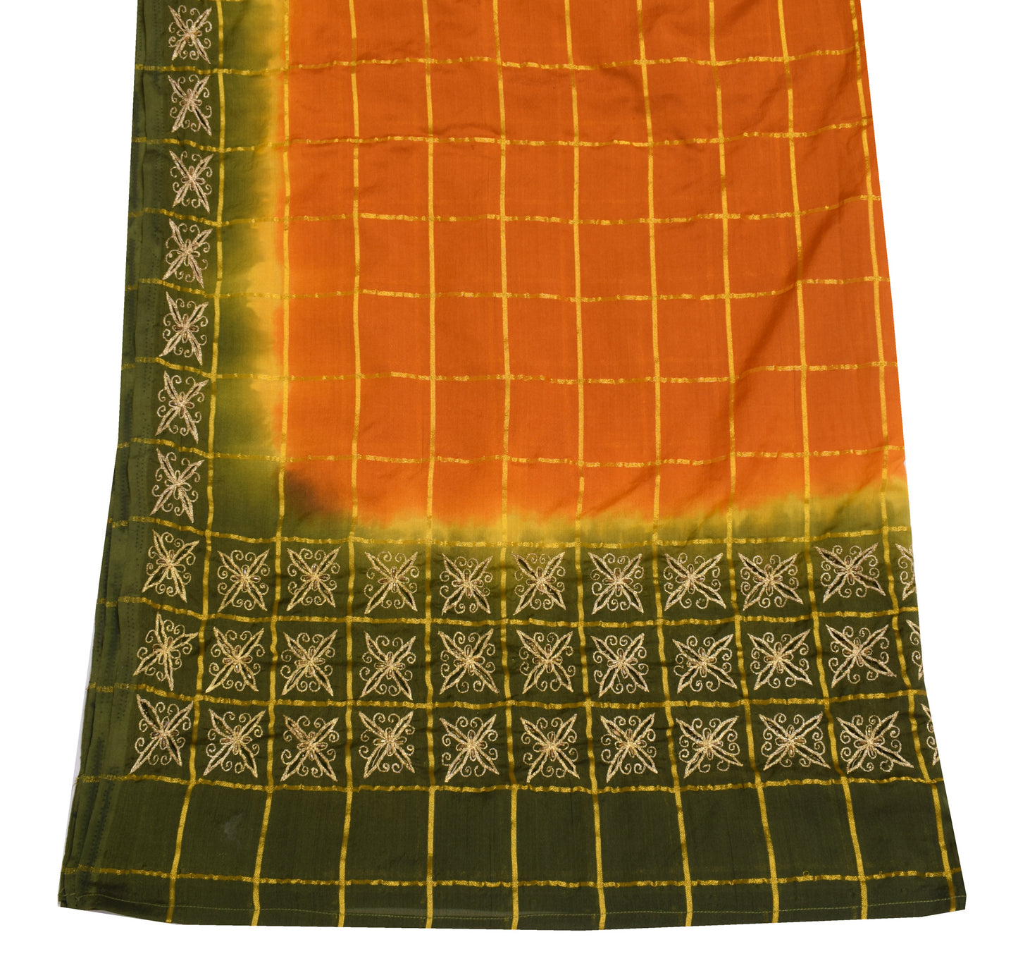 Sushila Vintage Rust Dupatta Blend Silk Checks Woven & Embroidered Long Stole