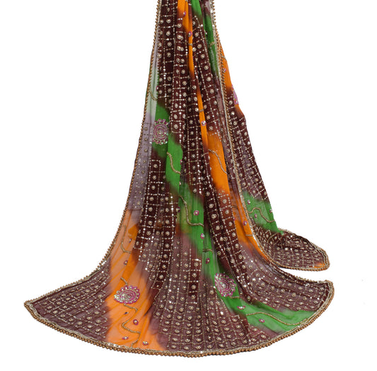 Sushila Vintage Multi-Color Heavy Dupatta Pure Georgette Hand Beaded Long Stole