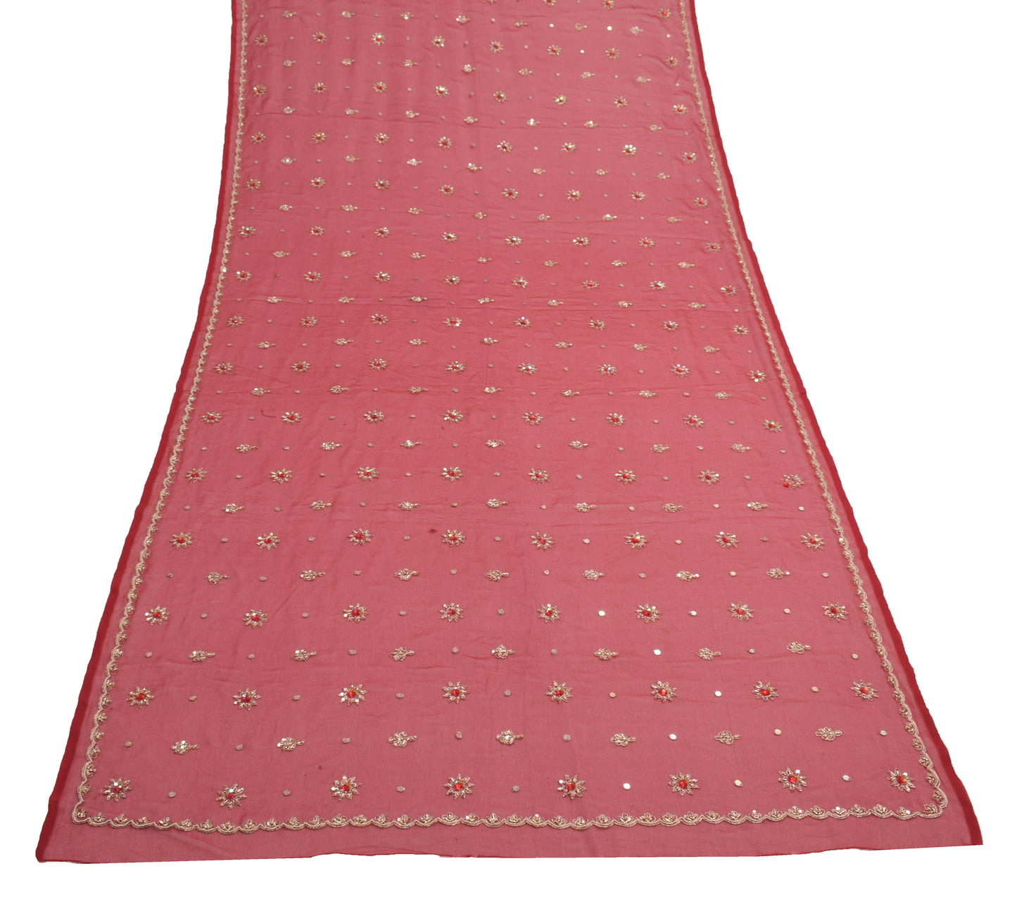 Sushila Vintage Maroon Dupatta Blend Georgette Silk Hand Beaded Long Stole Wrap