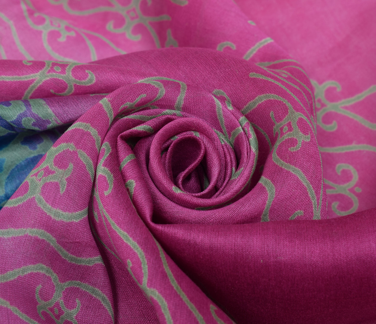 Sushila Vintage Blue & Pink Dupatta 100% Pure Cotton Floral Printed Long Stole