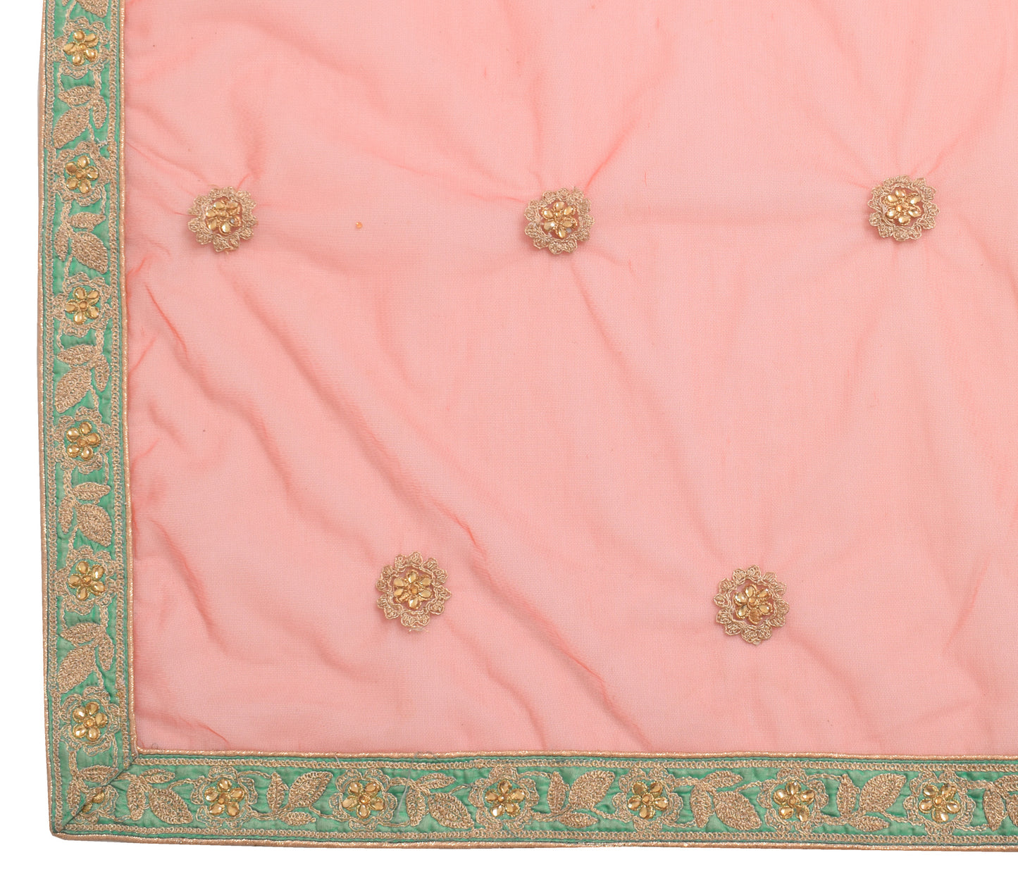 Sushila Vintage Dark Peach Dupatta Net Mesh Zari Embroidered Floral Long Stole