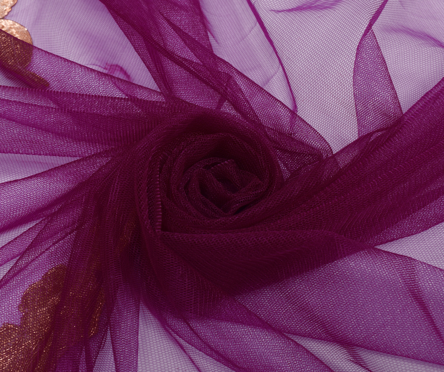 Sushila Vintage Purple Dupatta Net Mesh Applique Work Floral Long Stole Scarves