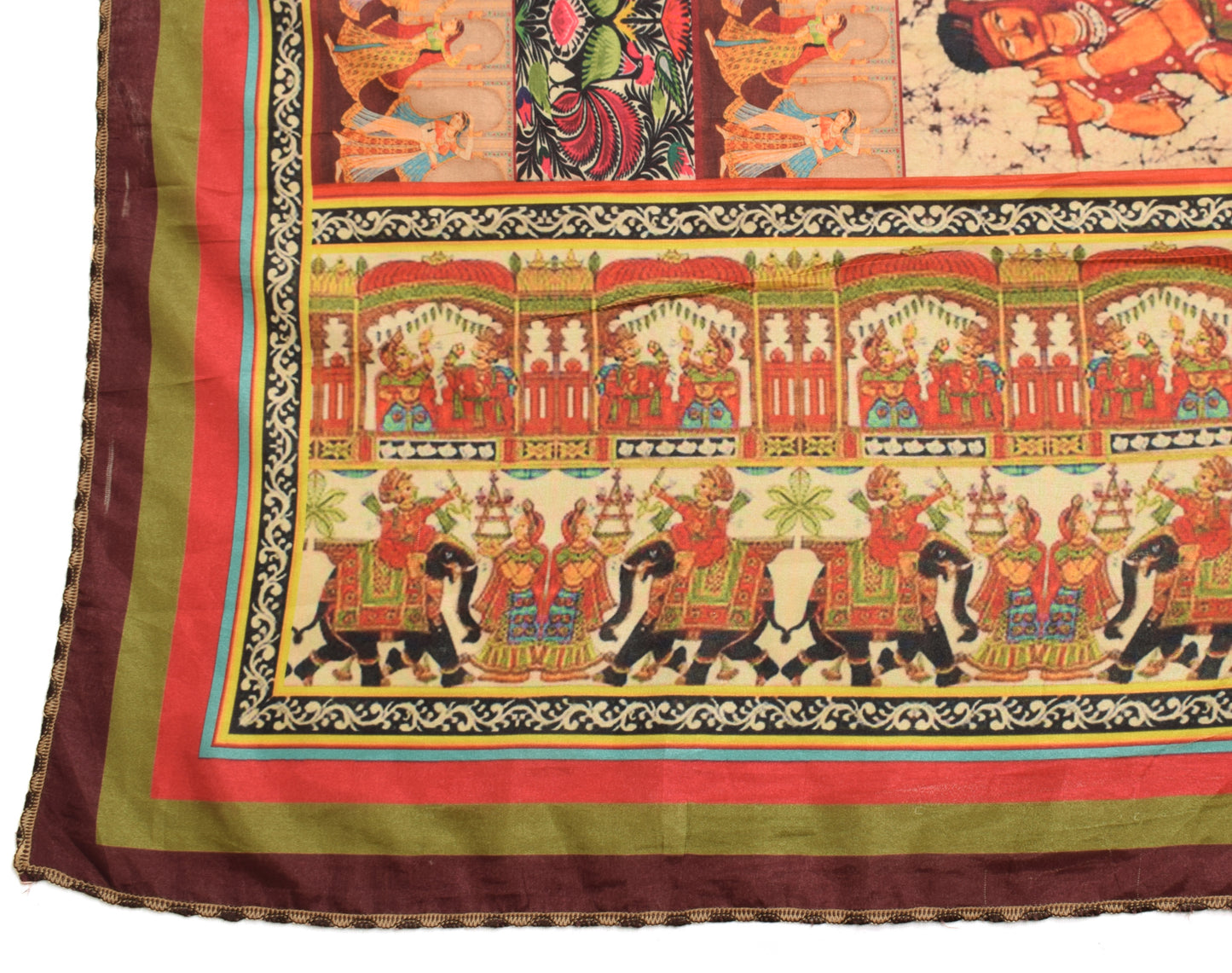 Sushila Vintage Indian Dupatta Blend Silk Digital Printed Humans Long Stole Wrap