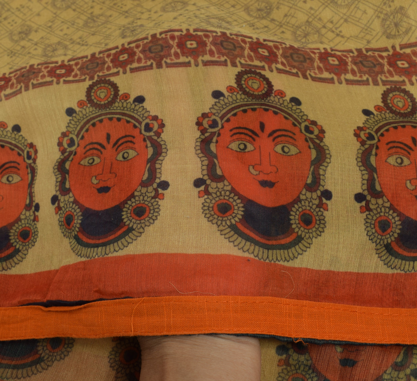 Sushila Vintage Light Brown Dupatta 100% Pure Silk Humans Printed Long Stole