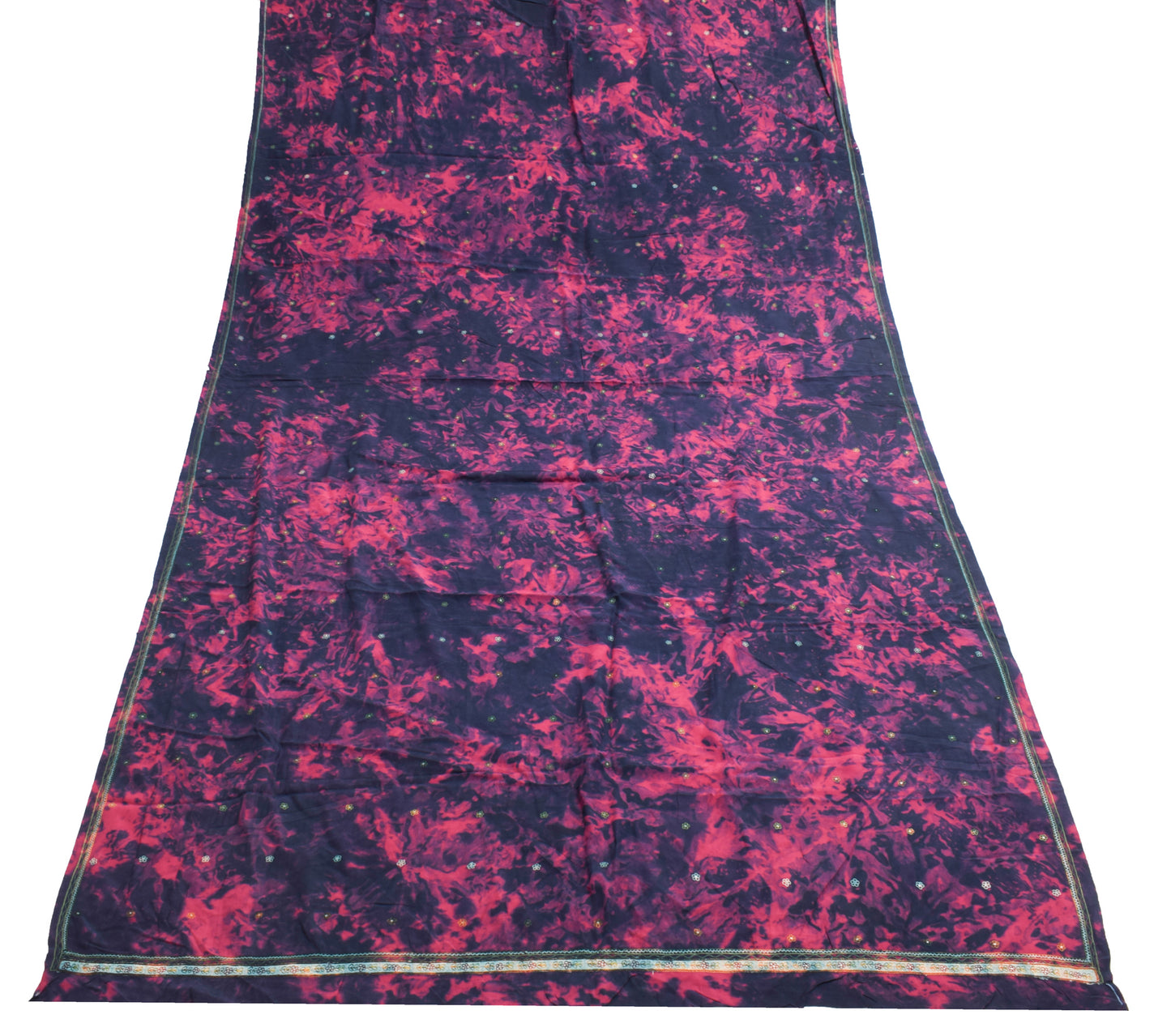 Sushila Vintage Dark Blue Dupatta 100% Pure Crepe Silk Printed Floral Long Stole