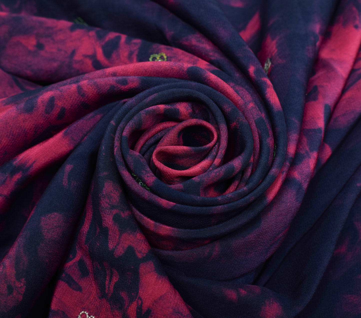 Sushila Vintage Dark Blue Dupatta 100% Pure Crepe Silk Printed Floral Long Stole