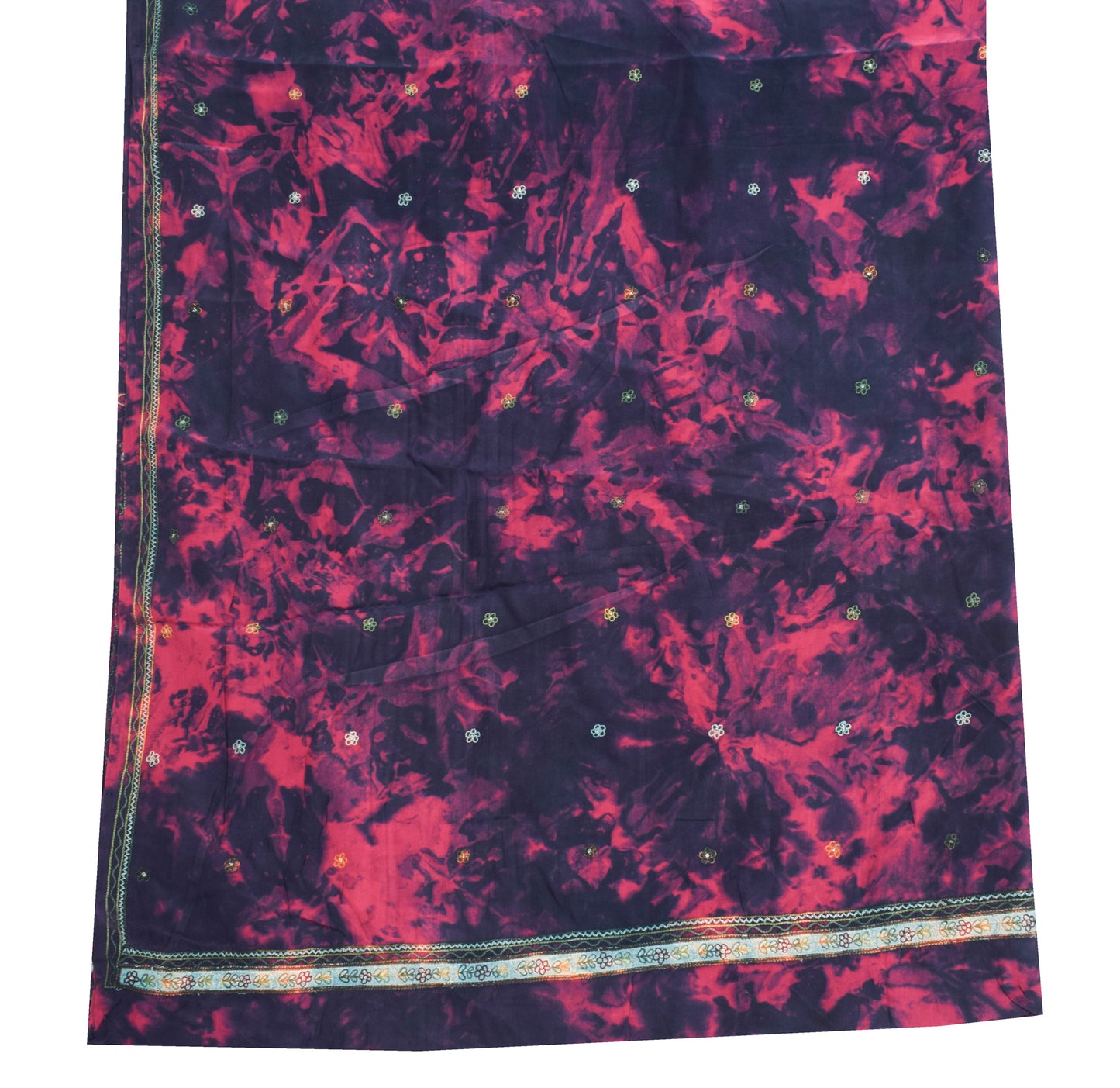 Sushila Vintage Dark Blue Dupatta 100% Pure Crepe Silk Printed Floral Long Stole