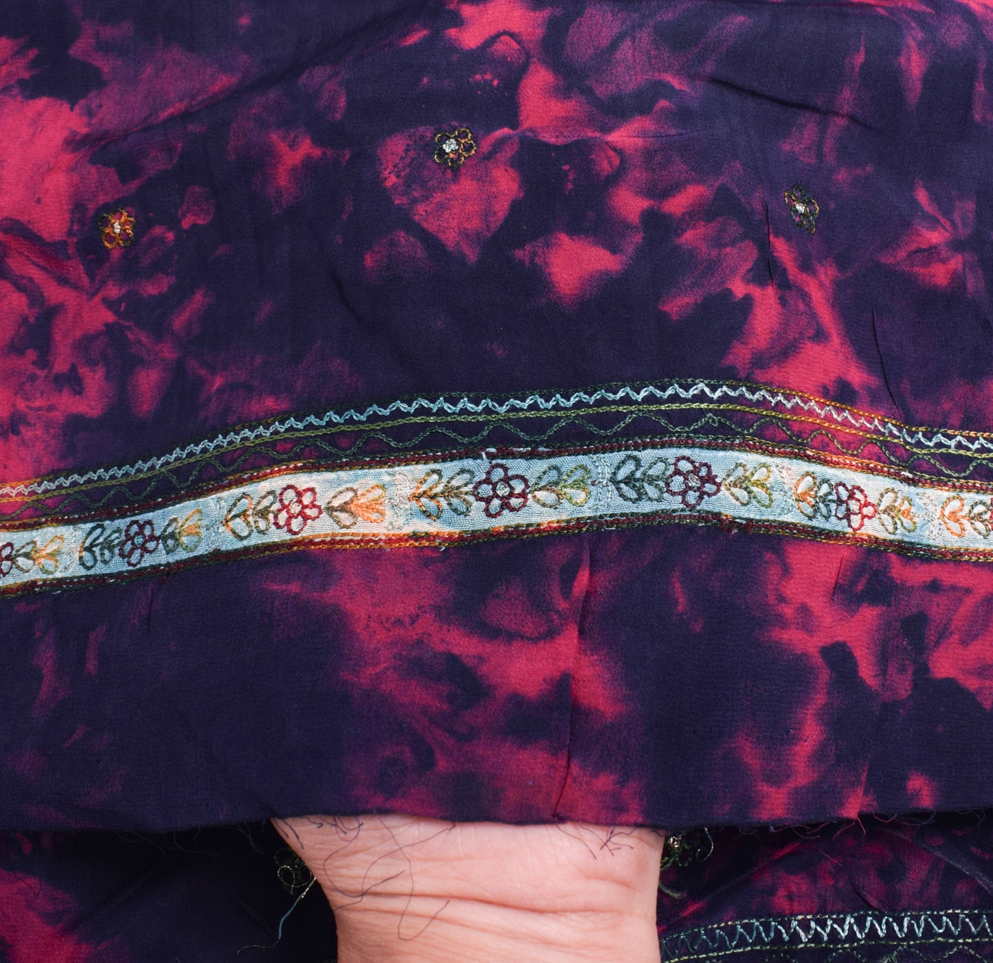 Sushila Vintage Dark Blue Dupatta 100% Pure Crepe Silk Printed Floral Long Stole