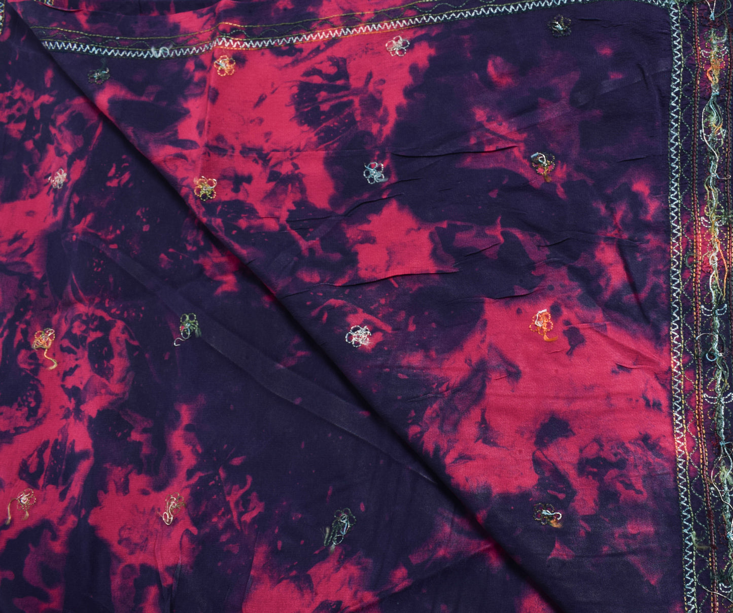 Sushila Vintage Dark Blue Dupatta 100% Pure Crepe Silk Printed Floral Long Stole