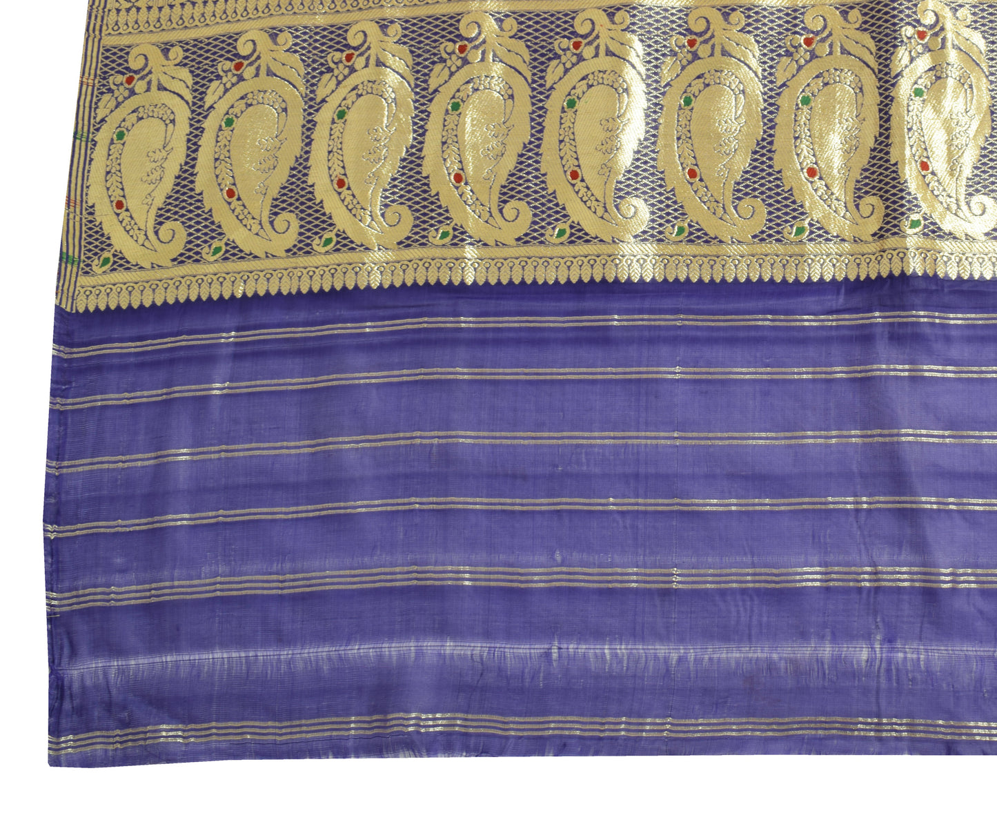 Sushila Vintage Blue Indian DupattaArt Silk Zari Brocade Floral Long Stole Wrap