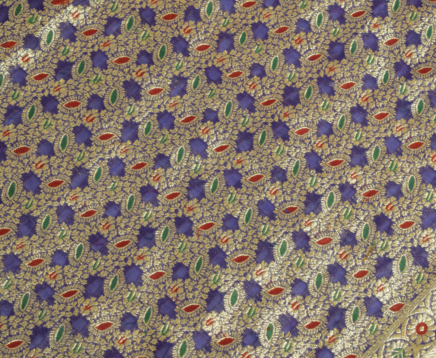 Sushila Vintage Blue Indian DupattaArt Silk Zari Brocade Floral Long Stole Wrap