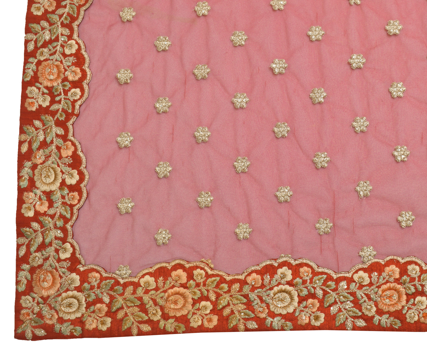 Sushila Vintage Maroon Dupatta Net Mesh Embroidered Floral Long Stole Scarves