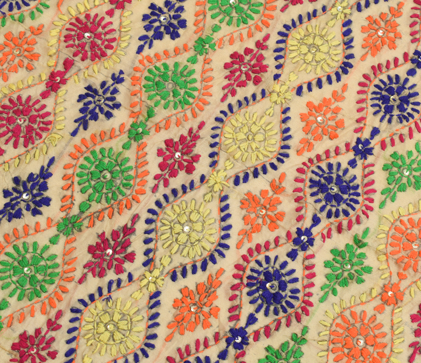 Sushila Vintage Brown Dupatta Art Silk Hand Embroidered Floral Long Stole Veil