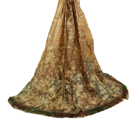 Sushila Vintage Indian Dupatta Art Silk Floral Embroidered Long Stole Scarves