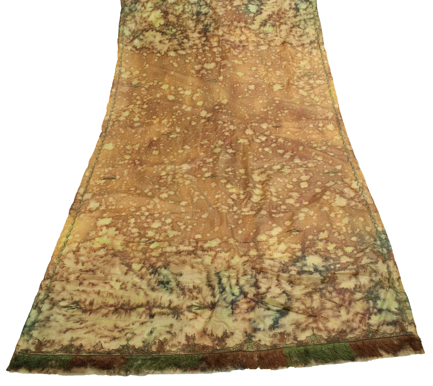 Sushila Vintage Indian Dupatta Art Silk Floral Embroidered Long Stole Scarves