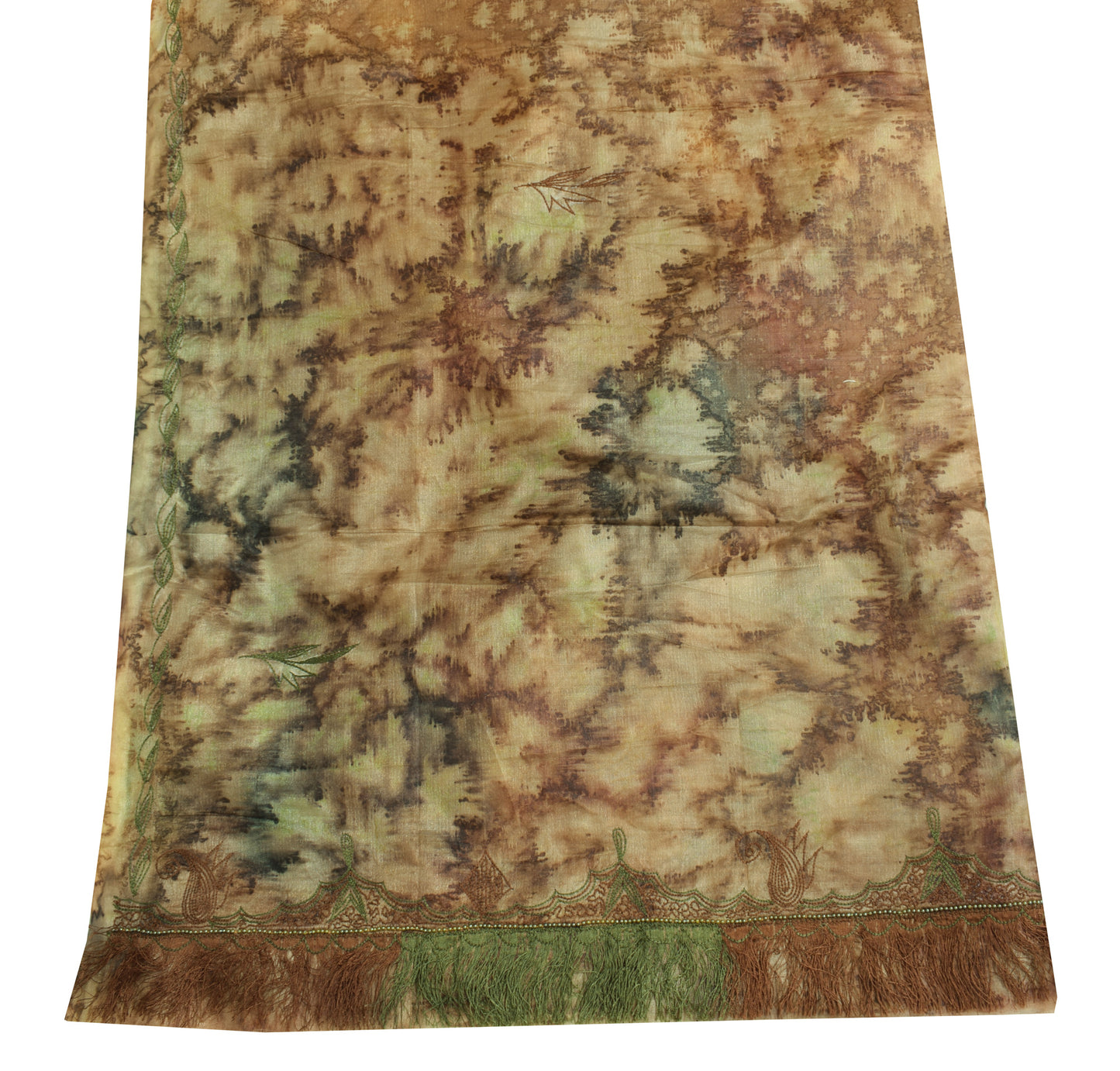 Sushila Vintage Indian Dupatta Art Silk Floral Embroidered Long Stole Scarves