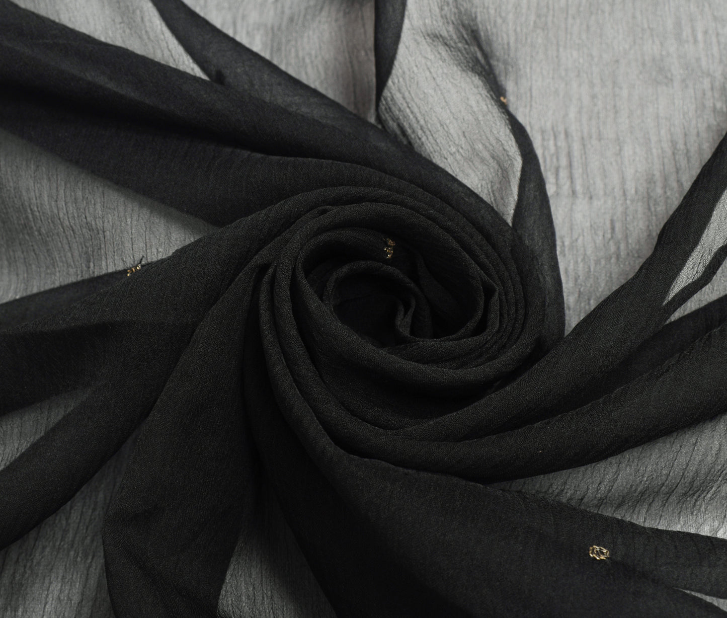 Sushila Vintage Black Dupatta Blend Chiffon Silk Hand Beaded Long Stole Scarves