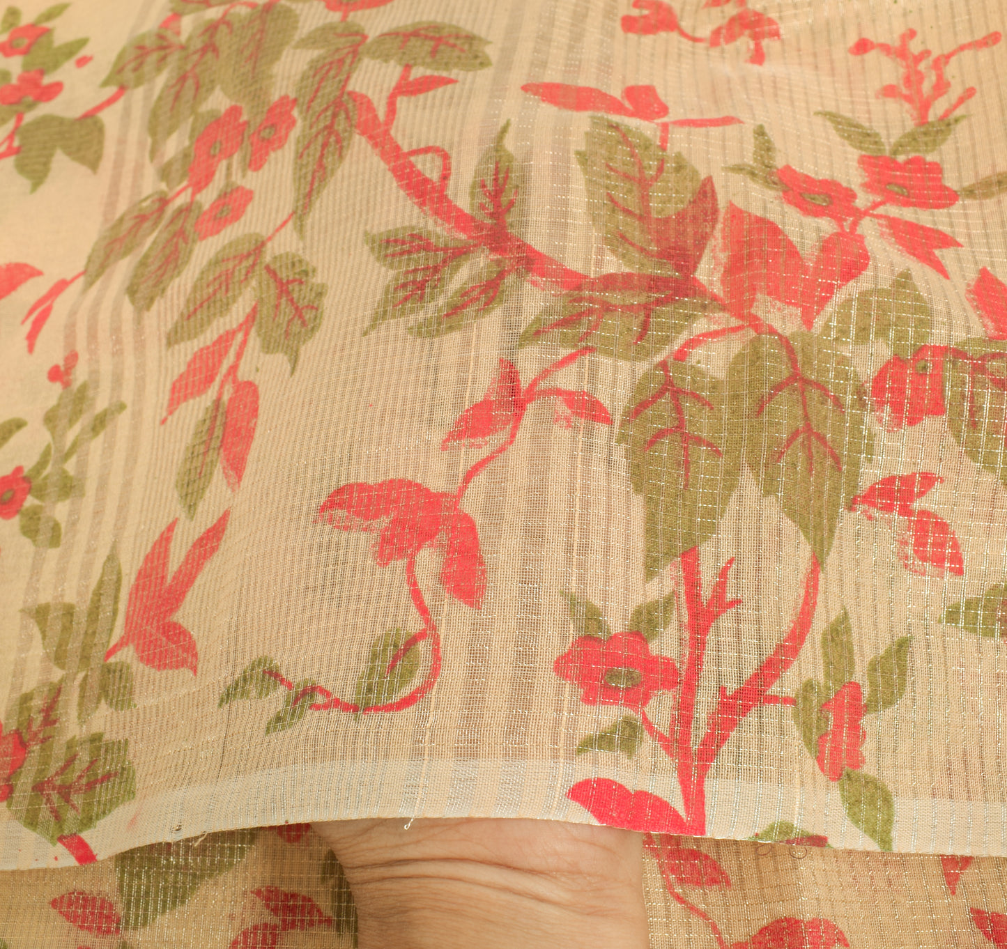 Sushila Vintage Beige Indian Dupatta Art Silk Woven Floral Long Stole Scarves