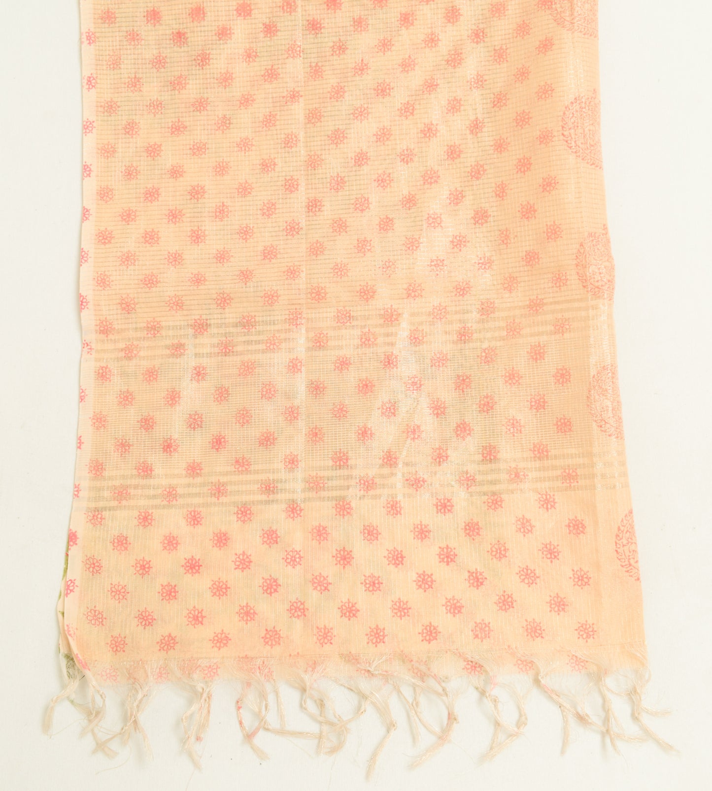 Sushila Vintage Beige Indian Dupatta Art Silk Woven Floral Long Stole Scarves