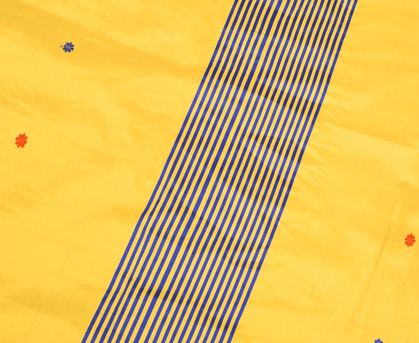 Sushila Vintage Yellow Dupatta Art Silk Woven Floral & Stripes Long Stole Wrap