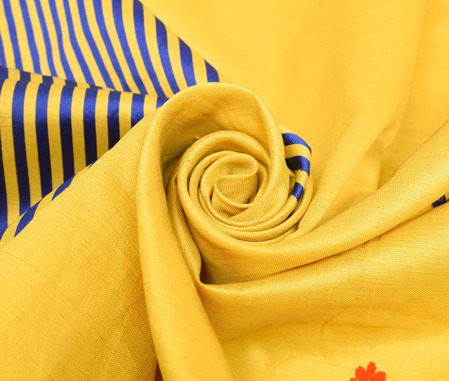 Sushila Vintage Yellow Dupatta Art Silk Woven Floral & Stripes Long Stole Wrap