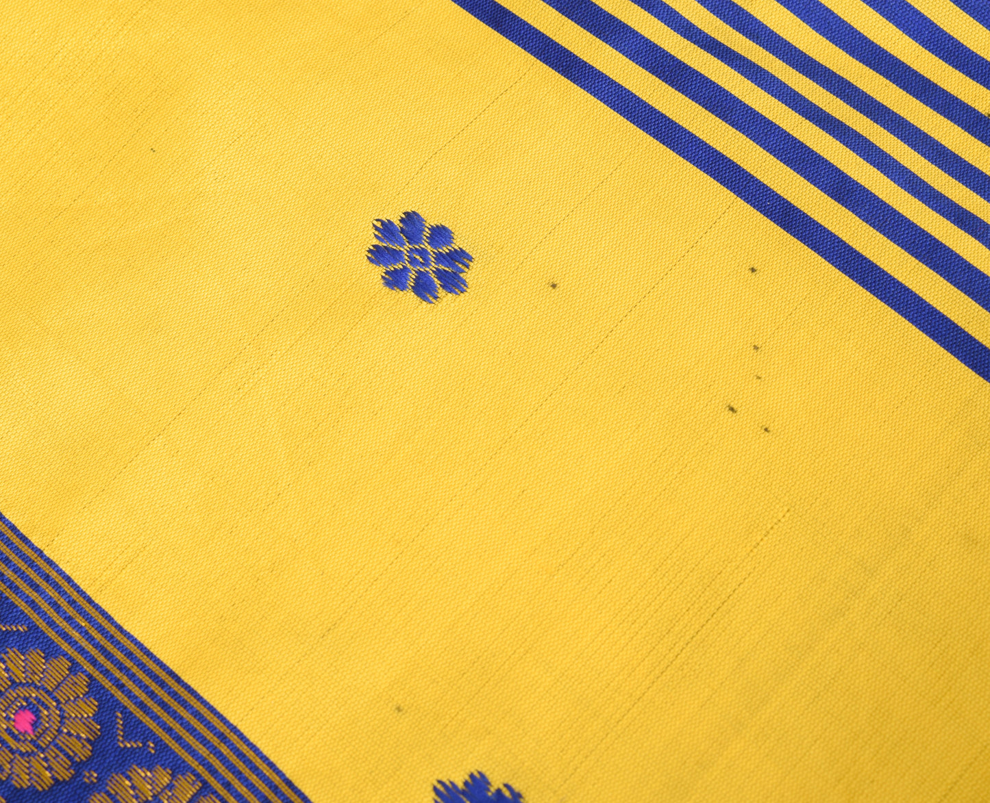 Sushila Vintage Yellow Dupatta Art Silk Woven Floral & Stripes Long Stole Wrap