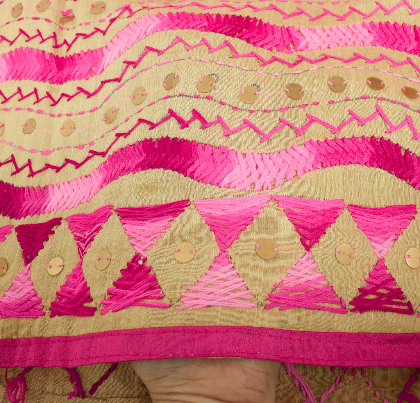 Sushila Vintage Brown Dupatta Blend Cotton Hand Embroidered Laheriya Long Stole