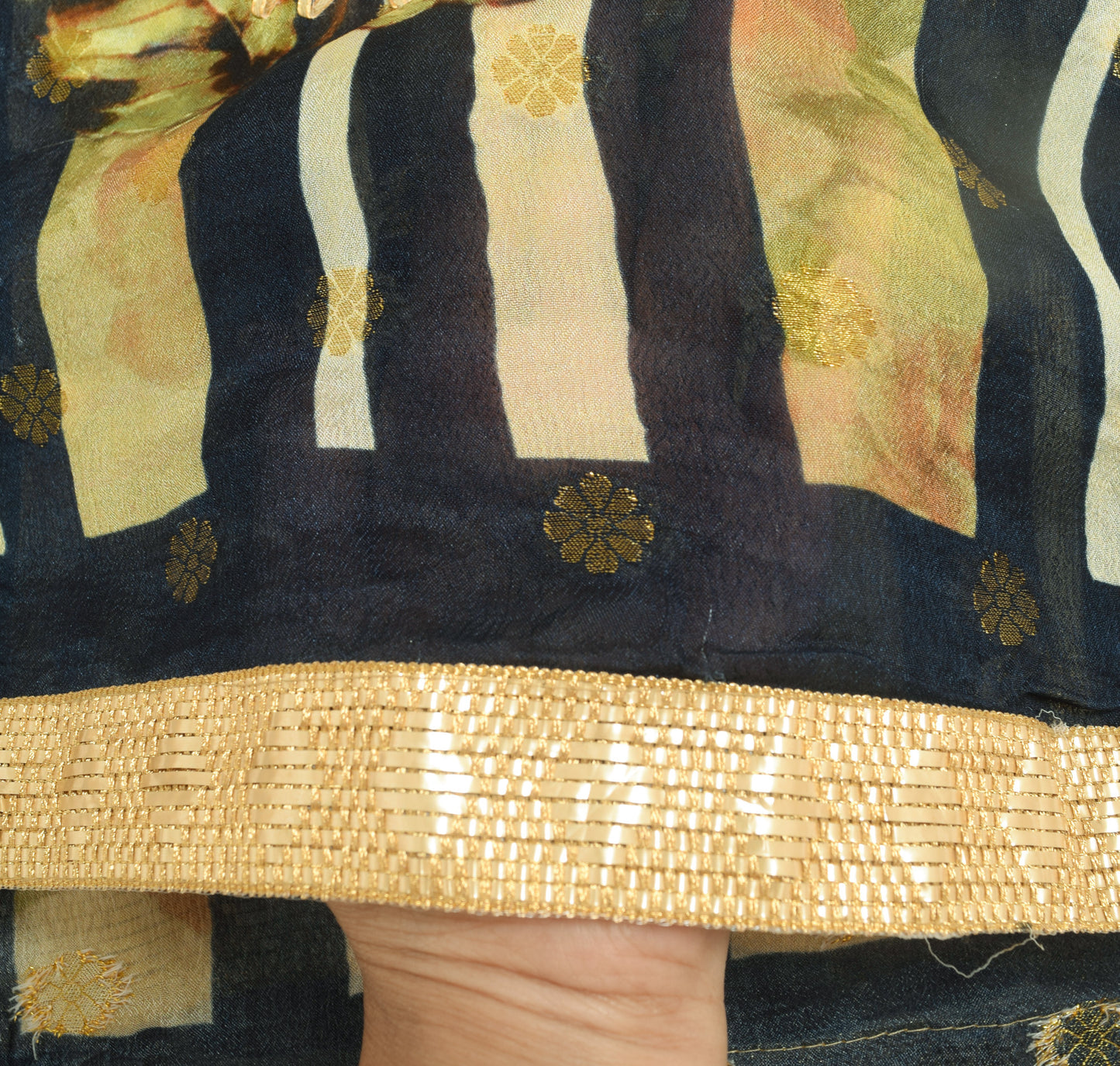 Sushila Vintage Blue Dupatta 100% Pure Georgette Silk Gotta Patti Long Stole