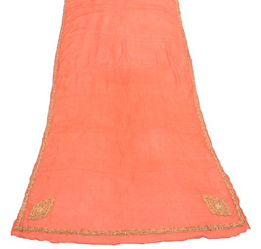Sushila Vintage Orange 100% Pure Chiffon Silk Dupatta Embroidered Long Stole