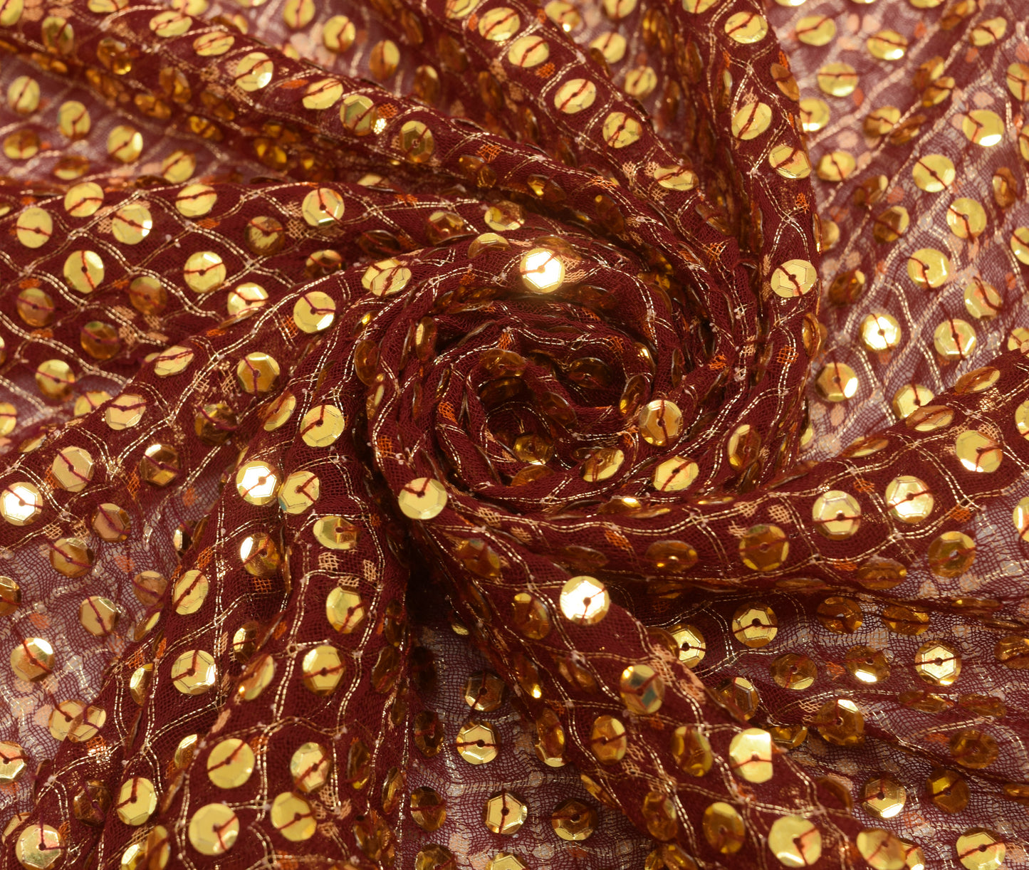 Sushila Vintage Maroon 100% Pure Cotton Dupatta Hand Beaded Sequins Long Stole