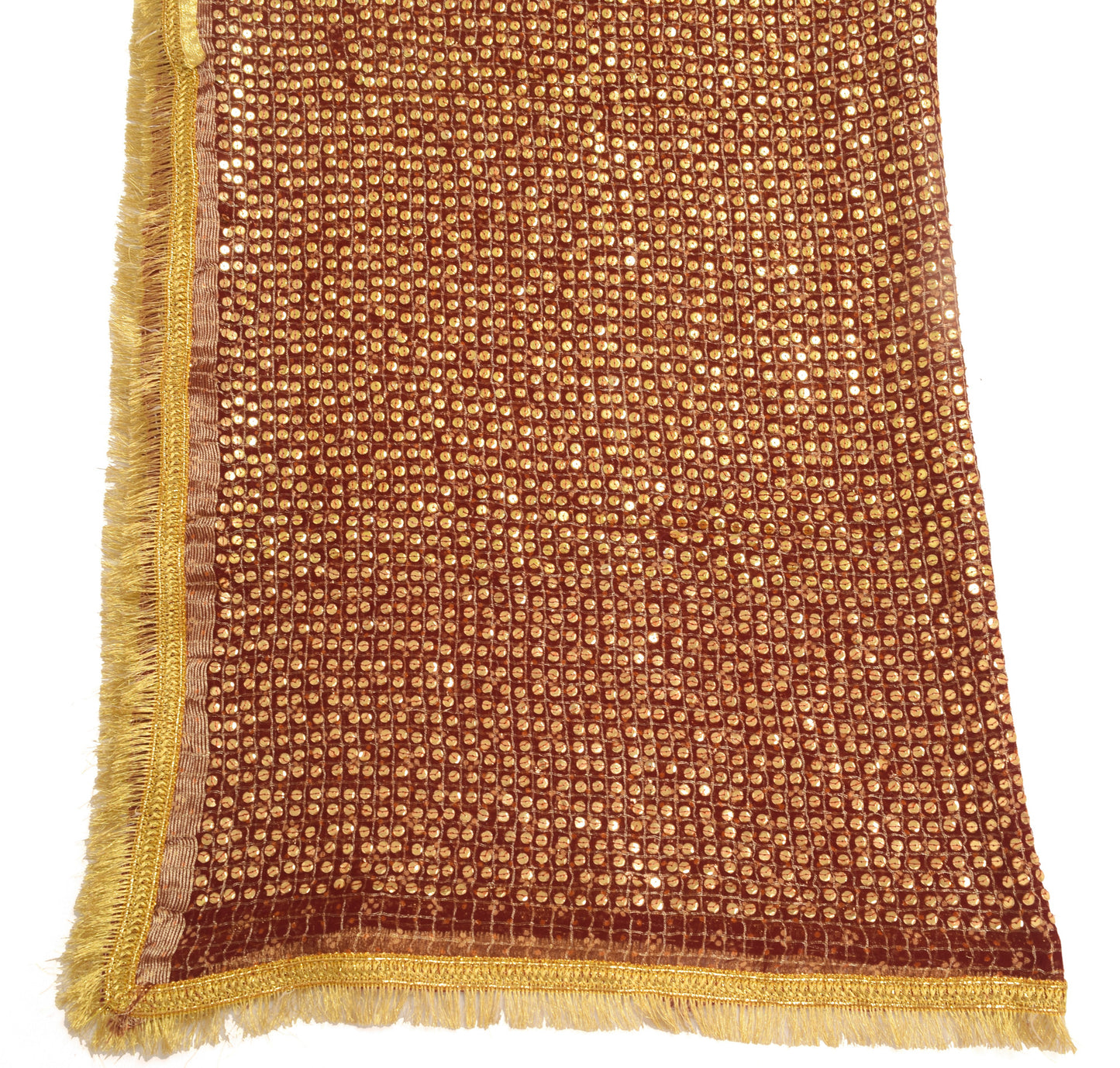 Sushila Vintage Maroon 100% Pure Cotton Dupatta Hand Beaded Sequins Long Stole