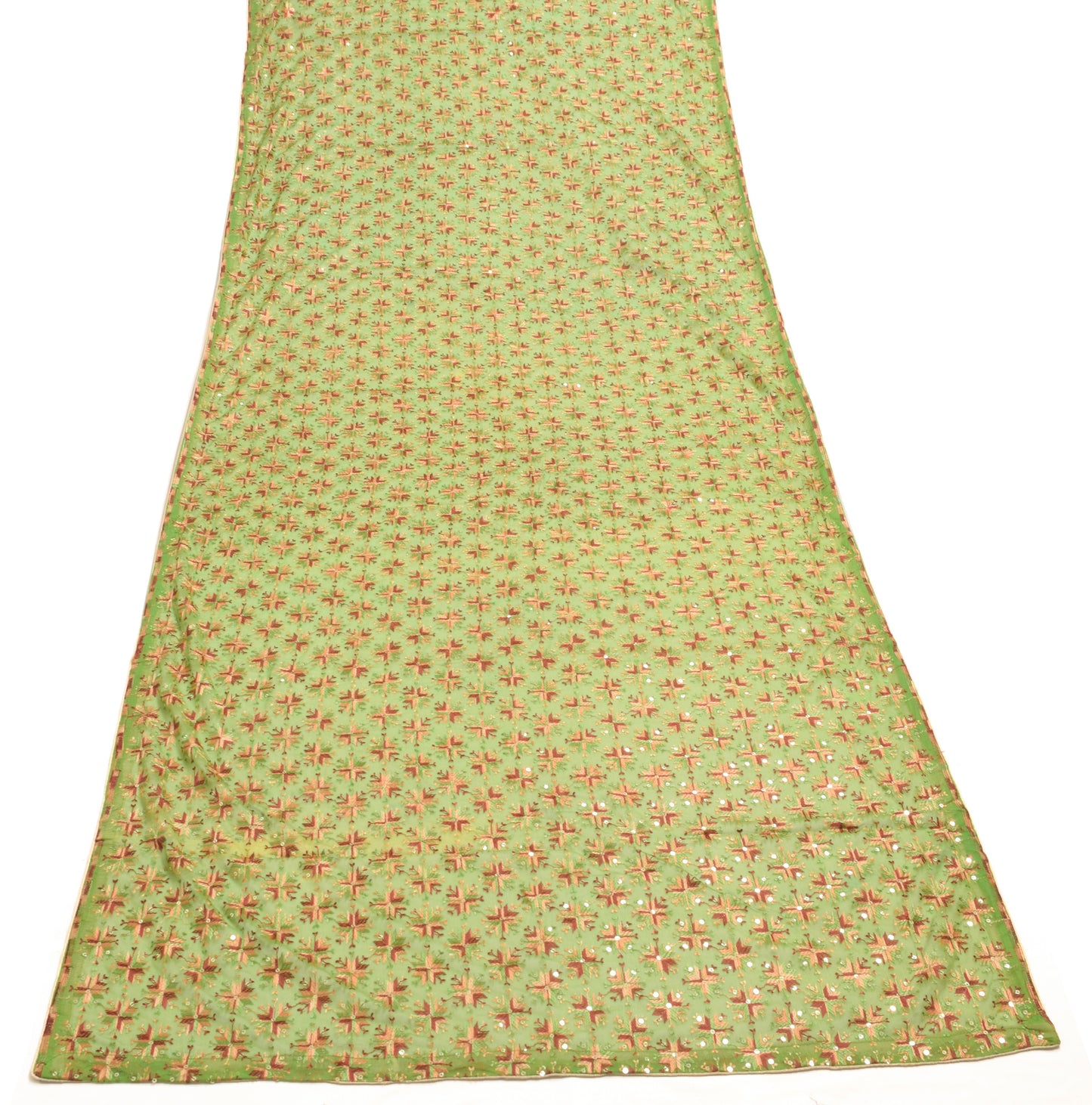 Sushila Vintage Dupatta Blend Chiffon Silk Phulkari Embroidered Long Stole Wrap