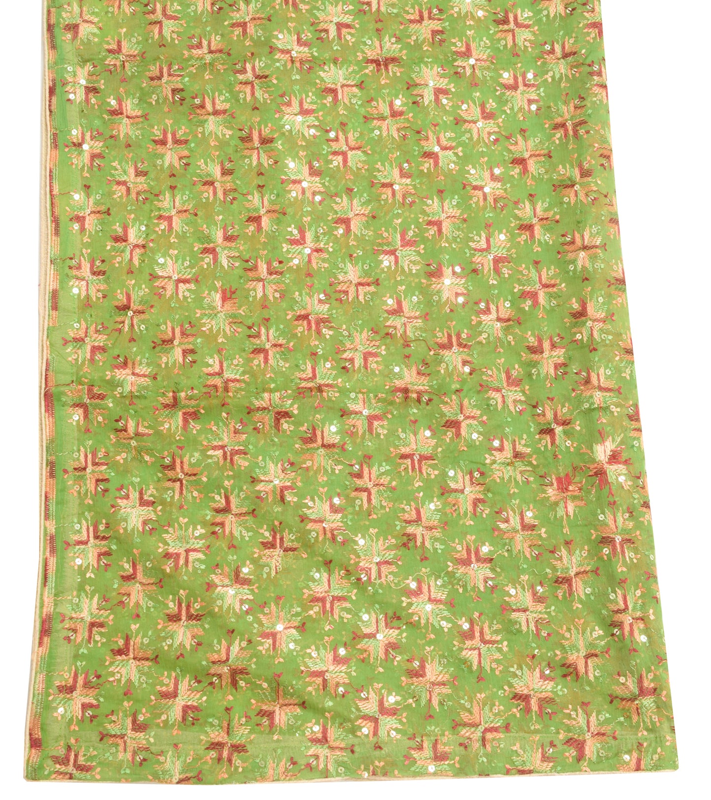 Sushila Vintage Dupatta Blend Chiffon Silk Phulkari Embroidered Long Stole Wrap