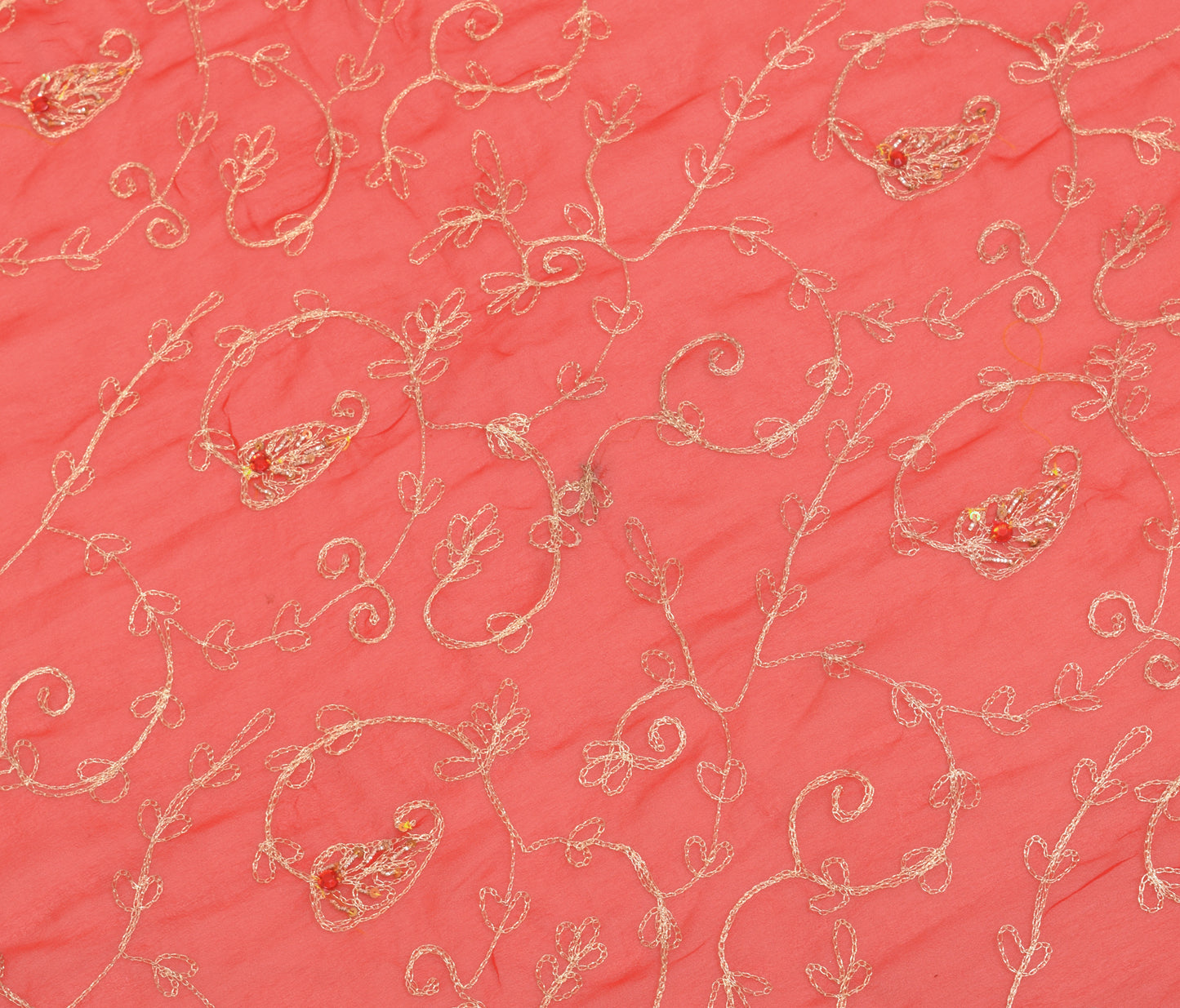 Sushila Vintage Red Georgette Silk Dupatta Zari Embroidered Floral Long Stole