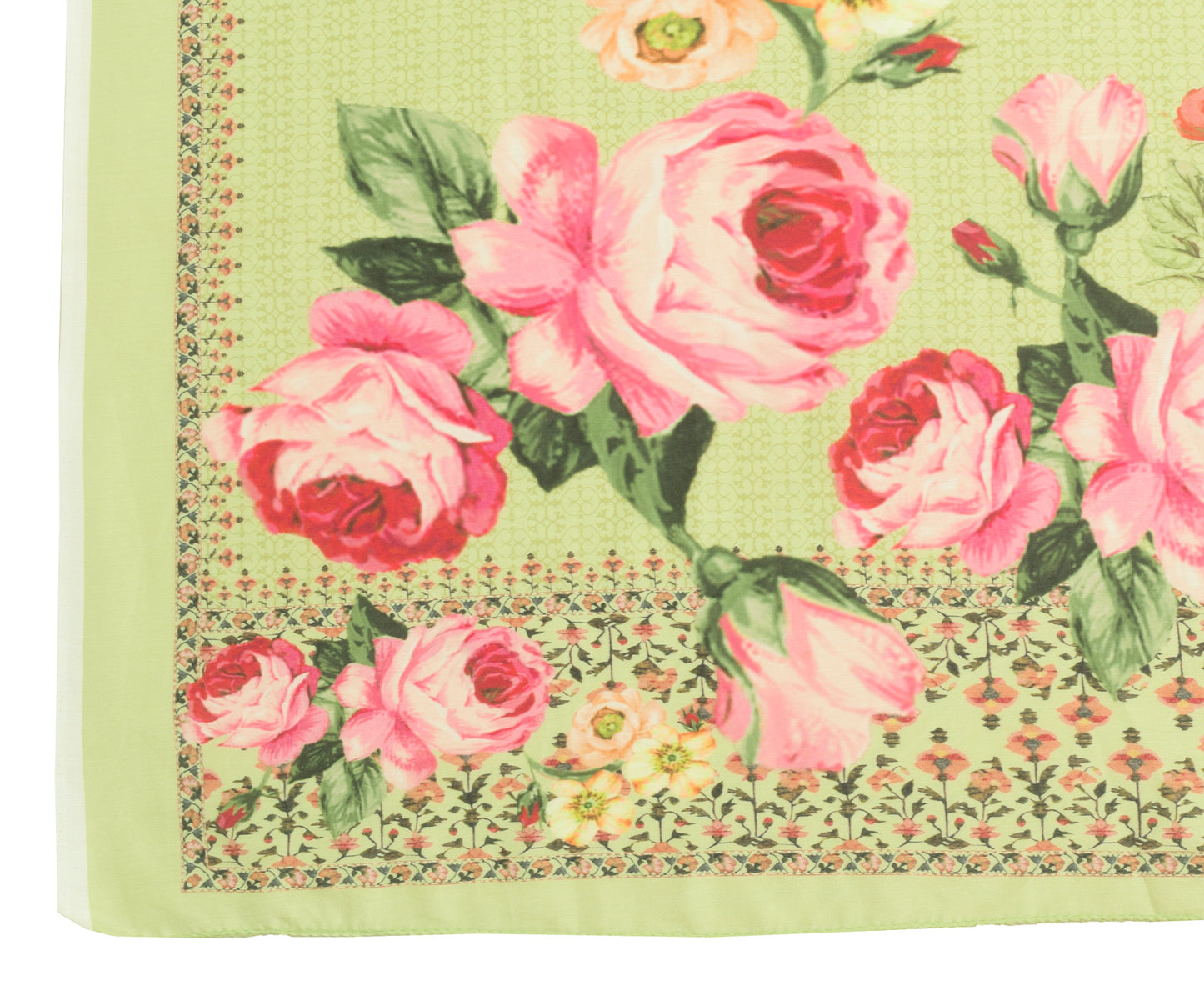 Sushila Vintage Pista Green Dupatta Art Silk Digital Printed Floral Stole Hijab