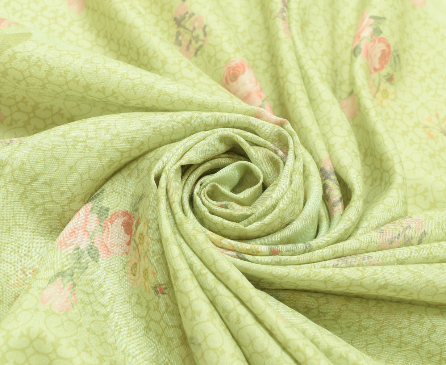 Sushila Vintage Pista Green Dupatta Art Silk Digital Printed Floral Stole Hijab